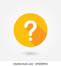 Question mark sign icon, vector illustration. Flat design style with long shadow. FAQ button. Asking questions. Ask for help. Question mark stamp. Need information. Query. 