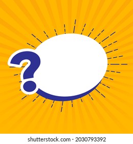 Vector de burbuja de signo de interrogación aislado en fondo amarillo. Prueba y antecedentes de competencia