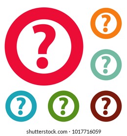 Question mark sign icons circle set vector isolated on white background