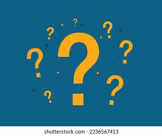 Question mark sign orange pattern on blue background