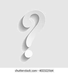 Question mark sign. Paper style icon with shadow on gray.