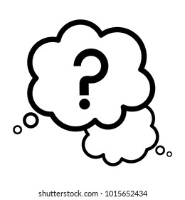 Question mark sign in a speech bubble, thought bubble icon, dream bubble symbol icon isolated on white background vector illustration