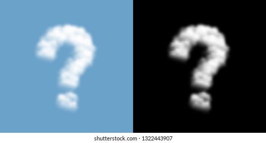 Question mark sign and symbol Cloud or smoke pattern, Doubt concept design illustration isolated float on blue sky background with opacity mask, vector eps 10