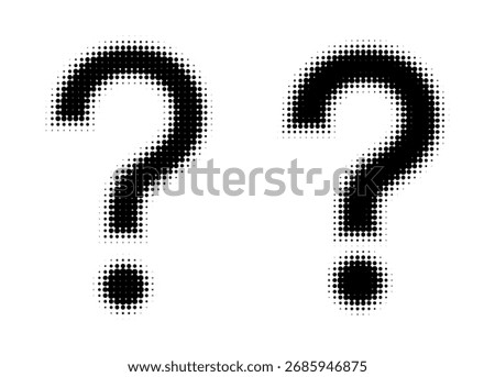 Question Mark Sign Symbol Halftone Effect Vector Illustration Set