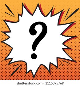 Question mark sign. Vector. Comics style icon on pop-art background.