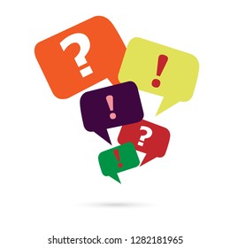 Question mark signs exclamation mark text bubble.