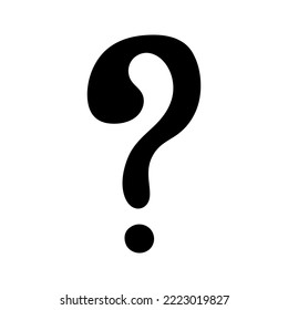 Question mark silhouette hand drawn in simple style, vector illustration. Icon question symbol for print and design. Quiz and Exam concept, isolated black element on a white background
