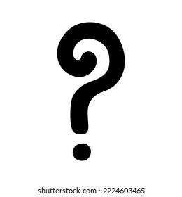 Question mark silhouette hand drawn in simple style, vector illustration. Icon question symbol for print and design. Quiz and Exam concept, isolated black element on white background