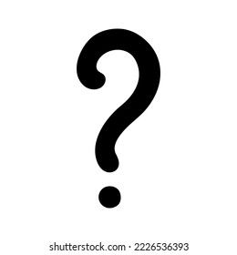 Question mark silhouette hand drawn in simple style, vector illustration. Icon question symbol for print and design. Quiz and Exam concept, isolated black element on white background