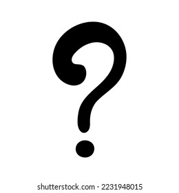 Question mark silhouette hand drawn in simple style, vector illustration. Icon question symbol for print and design. Quiz and Exam concept, isolated black element on a white background