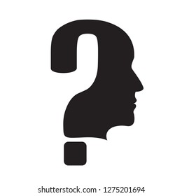 Question mark silhouette with head. EPS10 vector