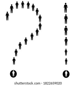  Question mark from silhouettes of people. Can be used for design problems of society, presentations, business projects and more