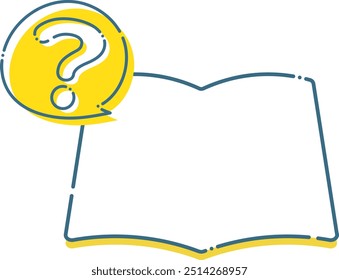 Question mark and simple note, book dashed frame