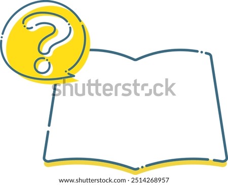 Question mark and simple note, book dashed frame