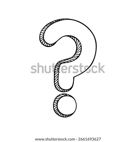 Question mark sketch doodle illustration. Asking questions, searching for answers, problem-solving process, idea generation concept. Vector outline drawing clipart, isolated