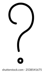 Question mark. Sketch. Hand drawn black punctuation mark. Vector illustration. Outline on isolated white background. Punctuation mark from hook and dot. Doodle style. Idea for web design.