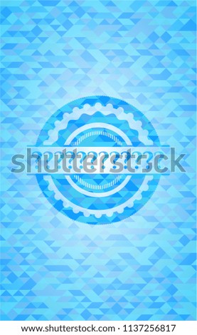 Question Mark sky blue emblem with mosaic background
