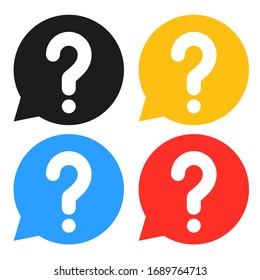 Question Mark In Speach Bubble Pictogram. Isolated Flat Vector Icon Set. Query Symbol, Support Logotype Element.