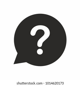 Question mark in a speech bubble icon on white background. Vector