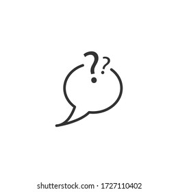 Question mark in speech bubble icon.