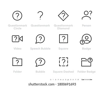 Question Mark Speech Bubble Icon Set. Questionmark For The Website And App. Vector Line With Editable Stroke. 48x48 Grid And 24x24