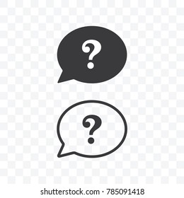 Question mark in speech bubble icon vector illustration on transparent background.