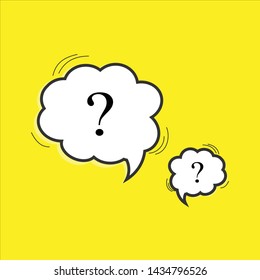 question mark speech bubble on yellow background. illustration vector for confusion, question and solution concept.