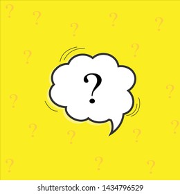 question mark speech bubble on yellow background. illustration vector for confusion, question and solution concept.
