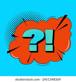 Question mark speech bubble in trendy pop art style. Comic sound effect