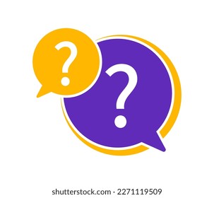 Question mark in speech bubbles. Quiz symbol. FAQ icon. Message box with question mark. Vector illustration.