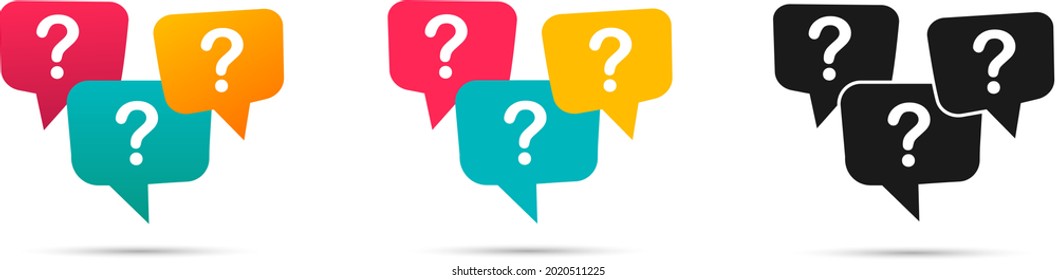 Question Mark With Speech Bubbles Set Vector Design.