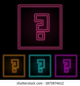question mark in a square color neon set. Simple thin line, outline vector of web icons for ui and ux, website or mobile application