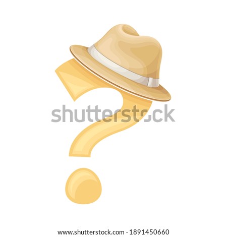 Question Mark with Straw Hat on Top as Typography Symbol Vector Illustration