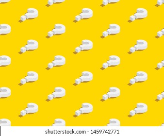 Question mark symbol 3D isometric seamless pattern, Doubt concept poster and banner vertical design illustration isolated on yellow background with copy space, vector eps 10