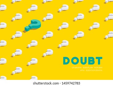 Question mark symbol 3D isometric pattern, Doubt concept poster and banner horizontal design illustration isolated on yellow background with copy space, vector eps 10