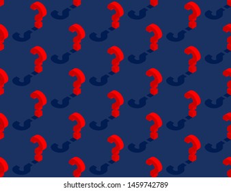 Símbolo de signo de interrogación Patrón isométrico sin fisuras 3D, Cartel de concepto de duda e ilustración de diseño vertical de banner aislado en fondo azul con espacio de copia, vectorial eps 10