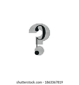 question mark symbol in black with dotted texture, typewriter character, editable vector