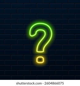 Question mark symbol button icon set. neon style. multicolored neumorphism button Smooth UI Design for Web Design, App UI and more, Button, Vector.