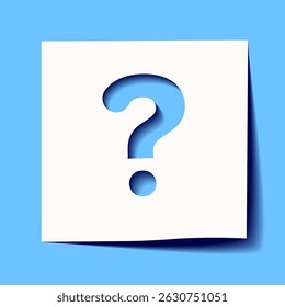 Question mark symbol cutout paper on blue background