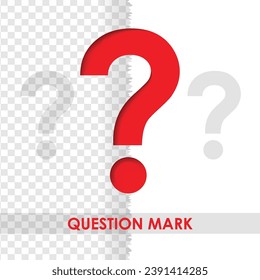 Icono de diseño de símbolo de signo de interrogación con imagen vectorial de sombras largas aislada en el fondo