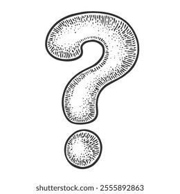 Question Mark Symbol, Hand-Drawn Vector, Graphic Style, Cartoon Illustration, Black and White, Sketch Style, Isolated on White Background