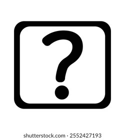 El signo de interrogación en blanco y negro es un diseño elegante y minimalista que simboliza efectivamente la indagación y la curiosidad.
