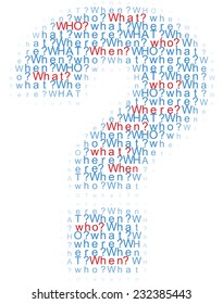 Question mark symbol of information questions who what where when