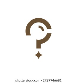 Question mark symbol Logo with a star shape as the point