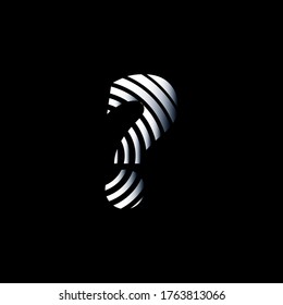 Fragezeichen-Symbol mit metallischer Textur auf schwarzem Hintergrund, bearbeitbare Vektorgrafik