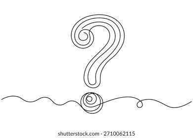 Símbolo de signo de interrogación en la mano abierta continua una línea ilustración minimalista
