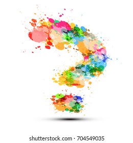 Question Mark Symbol on White Background. Vector Sign Made from Colorful Splashes.