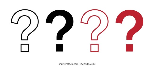 Símbolo de signo de interrogación Botón redondo redondo de contorno de contorno de contorno Investigación mínima Confusión de duda Interrogatorio de información signo de Asistencia Ilustración vectorial de ícono. Símbolo de signo de interrogación de estilo múltiple 