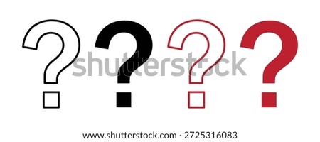 Question mark symbol outline filled circle round button minimal inquiry doubt confusion interrogation information sign support icon vector illustration. question icon set. Multiple style question mark symbol 