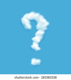 Question Mark Symbol Shaped Fluffy Cloud in a Bright Blue Sky - vector